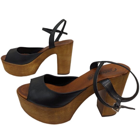 L'intervalle Black Leather Platform Sandals - Picture 3 of 8